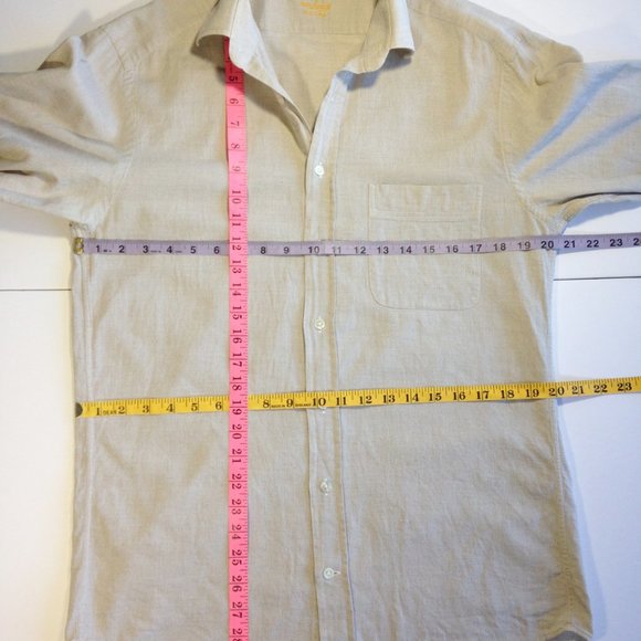 Men's Van Laack Royal Shirt Beige Casual Cotton Made in Germany 39-68 (Medium) - Picture 7 of 7